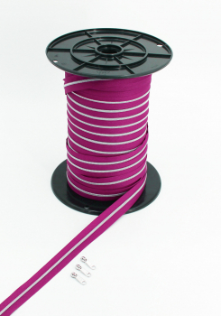 Endlosreißverschluss metallisiert schmal beere/silber (1m)